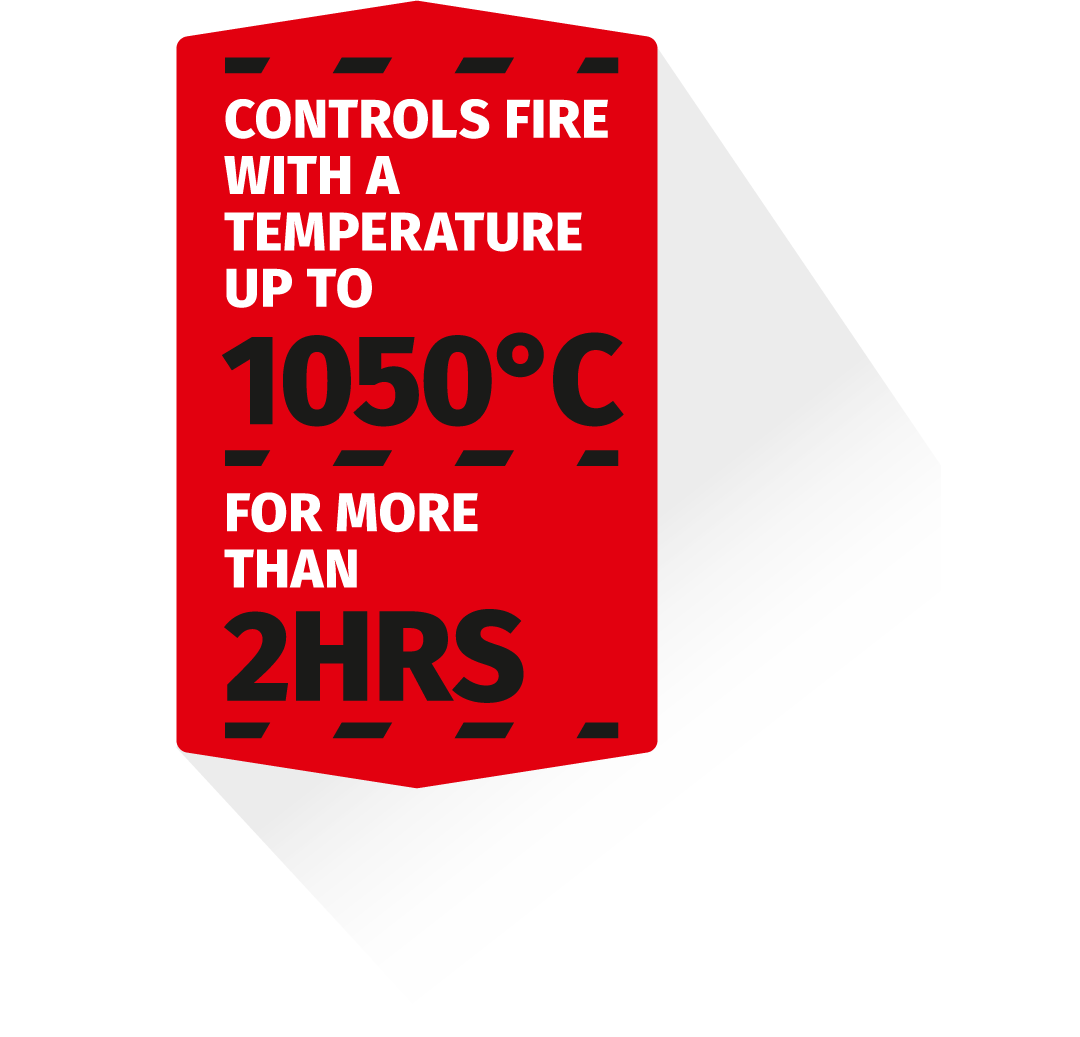 FIRETIGHT® controls fire for more than 2 hours. 